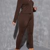 ROSHD Women's Plus Size Clothing Sets Fall Clothin Plus Zip Up Top & Leggings Autumn/Winter Clothing ROSHD (Color : Chocolate