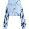 Girl's 3 Piece Workout Sports Outfits Cami Crop Top and Cargo Pants with Bow Knot Hoodie Active Sets