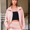 EXLURA Womens 2 Piece Sets Workout Zip Up Sweatshirts Matching Skort Skirt Sweatsuits Sweat Set Fall Tracksuit Pockets 2025