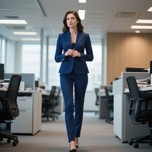 Women's 2 Piece Suit One Button Dressy Blazer Pants Suit Set Business Casual Outfits