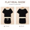 Lounge Sets for Women 2 Piece Skirt Colorblock Drop Shoulder T Shirt and Skort Set Summer Tracksuits