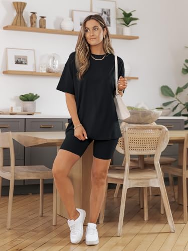 Womens 2 Piece Sets Summer Outfits 2025 Two Piece Lounge Set Matching Clothing Oversized Tshirts Biker Short Fashion