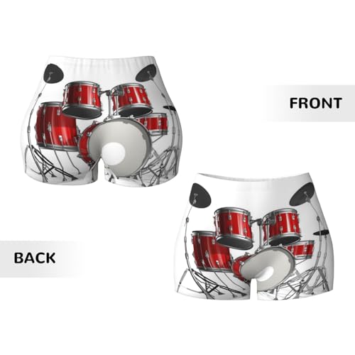 Cool Drum Set Print Women's Workout Shorts Elastic Athletic Gym Shorts Summer Seamless High-Waisted Yoga