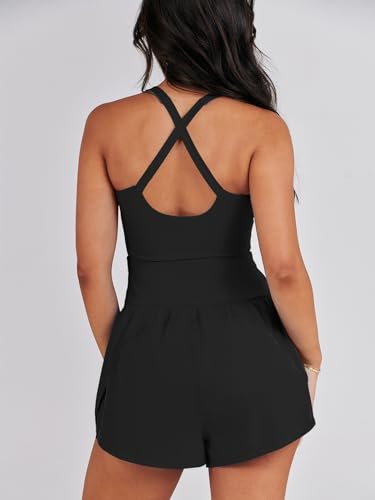 Women's Workout Athletic Romper Summer Sets Short Jumpsuits Onesie Running Outfits Exercise Gym 2025 Trendy Clothes