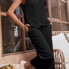 2 Piece Sets Outfits for Women V Neck Collared Ruffle Short Sleeve Polo Shirts Quarter Zip Pullover Tops Lounge Set