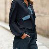Womens 2 Piece Sets Sweatsuits Casual Half Button Color Block Sweatshirts Running Shorts Tracksuits Fall Outfits
