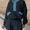 Womens 2 Piece Sets Sweatsuits Casual Half Button Color Block Sweatshirts Running Shorts Tracksuits Fall Outfits