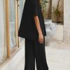 Women's 2 Piece Travel Outfits Casual Short Sleeve Knit Sweater Set Wide Leg Pants Lounge Sets Tracksuit