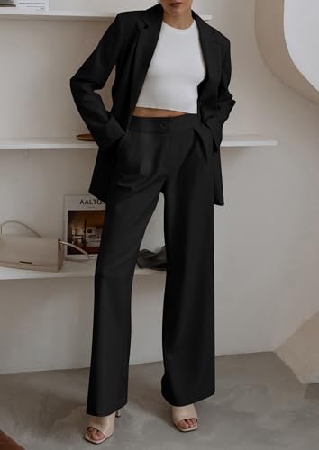 Women's Two Piece Outfits Dressy Blazer Jacket Wide Leg Pants 2025 Fall Business Casual Office Work Suit Sets