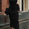 Women's Fall 2 Piece Outfits Knit Long Sleeve Cropped Cardigan Pullover Sweater Maxi Dress Sets Winter Clothing