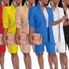 Womens 2 Piece Blazer Outfits Lapels Open Front Suit Jacket and Bermuda Shorts Set