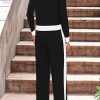Women's 2 Piece Outfits Long Sleeve Button Down Color Block Cardigan Sweater Sets Wide Leg Pant Lounge Set