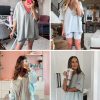 2 Piece Outfits for Women Reversible Oversized T Shirt Biker Shorts Sets Workout Tracksuit