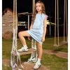 Girls 2 Pieces Tracksuit Summer Fall Crewneck Crop Tops and Skirts Pocketed Kids Casual Skort Sets