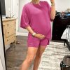 Womens 2 Piece Lounge Sets 2025 Summer Travel Outfits Casual Short Sleeve Oversized Tshirts Tops Biker Shorts