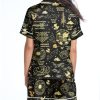 Women’s Silk Satin Pajama Set, Short Sleeve Button Down 2 Piece PJs with Shorts, Cozy Loungewear & Matching Holiday Pajamas