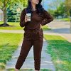 Women Fall 2 Piece Lounge Outfit Long Sleeve Tops High Waisted Jogger Pants Set Spring Travel Clothes Tracksuit