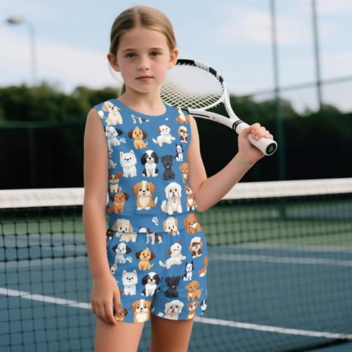 Girls 2 Piece Summer Outfits Tank Top and Shorts Set with Pocket for Workout Beach Vacation